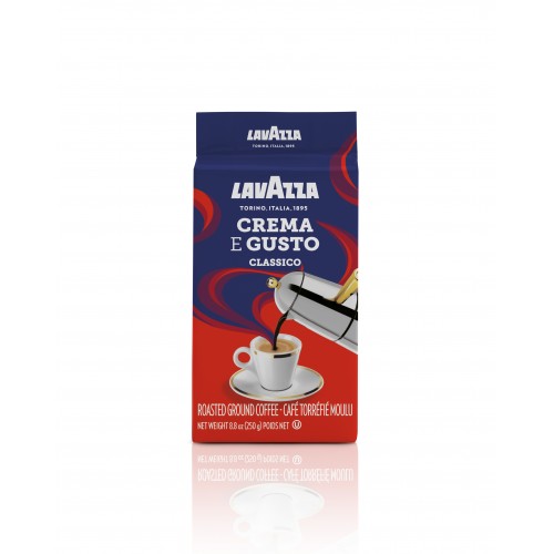 Lavazza Crema e Gusto Ground Coffee Blend, Espresso Dark Roast, 8.8-Ounce Brick