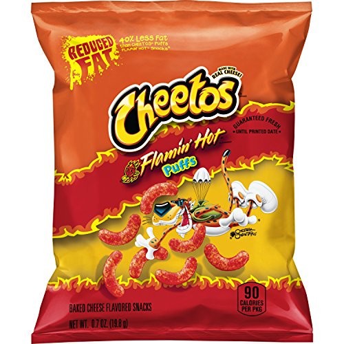 Cheetos Puffs Reduced Fat Flamin' Cheese Flavored Snacks, 72 Count