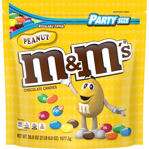 M&M'S Peanut Chocolate Candy Party Size, 38-Ounce