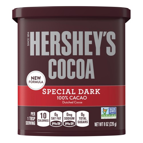 Hershey's Cocoa Powder 100% Cacao, Dark Chocolate, 8 Oz.