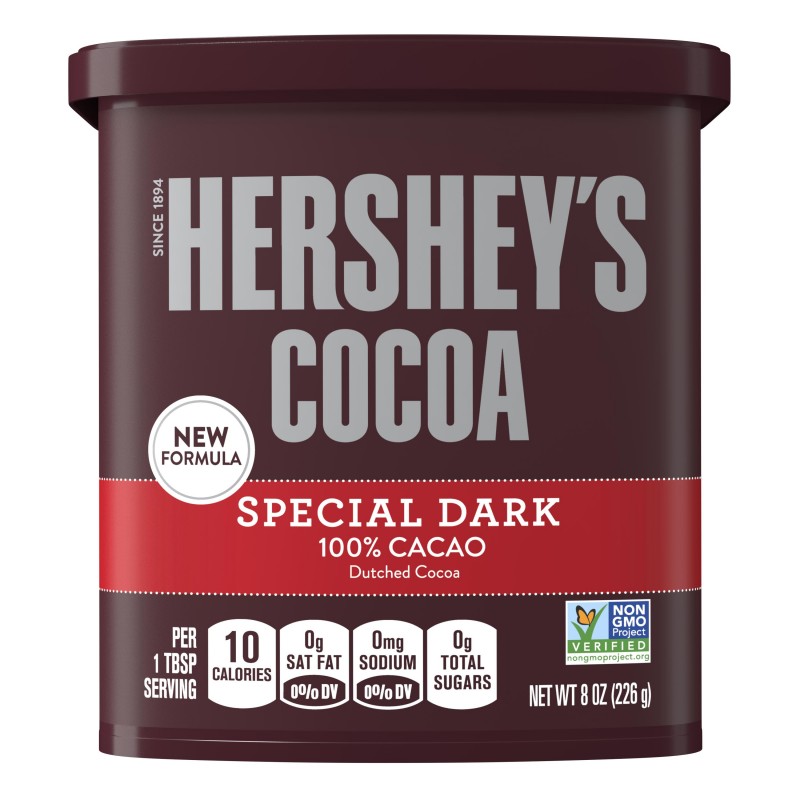 Hershey's Cocoa Powder 100% Cacao, Dark Chocolate, 8 Oz.