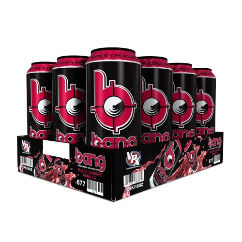 Bang Black Cherry Vanilla Energy Drink with Super Creatine, 16 fl oz x 12 cans