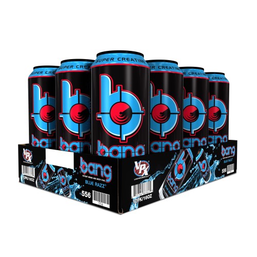 Bang Blue Razz Energy Drink with Super Creatine, 16 fl oz x 12 cans