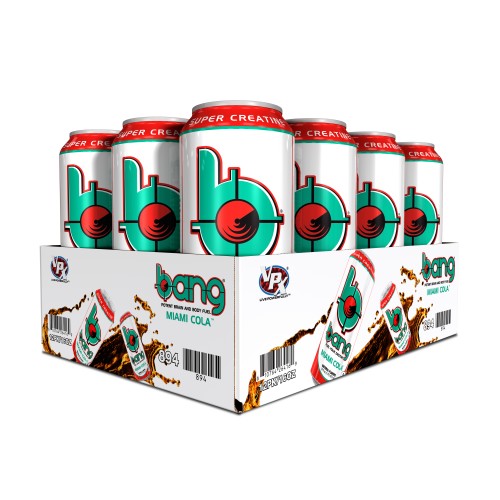 Bang Miami Cola Energy Drink with Super Creatine, 16 fl oz x 12 cans