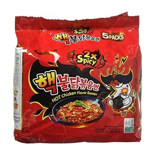 Samyang 2X Spicy Hot Chicken Flavor Ramen, KOREAN SPICY NOODLE 140g x 5 packs