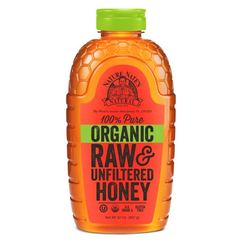 Nature Nate's Organic Honey, 100% Pure, Raw & Unfiltered Honey, 32 Oz x 1 bottle