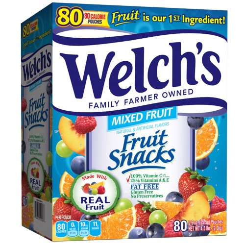 Welch's Fruit Snacks, Mixed Fruit, 0.9 oz x 80 ct