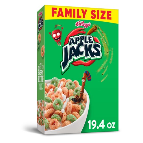 Kellogg's Apple Jacks, Breakfast Cereal, Original, Family Size, 19.4 Oz x 1 Pack