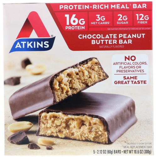 Atkins Meal Bar, Chocolate Peanut Butter Bar, 5 Count x 1 pack