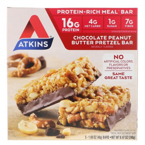 Atkins Chocolate Peanut Butter Pretzel Bar, 5 Count x 1 pack
