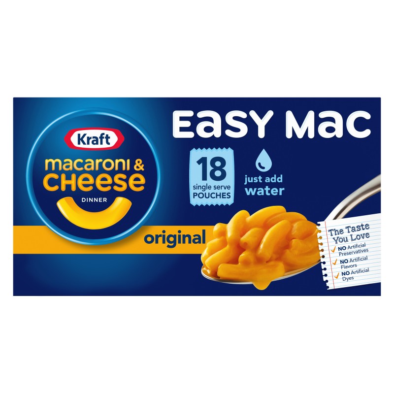 KRAFT EASY MAC Original Flavor Single Serve Pouches, 6.7oz x 18 packets