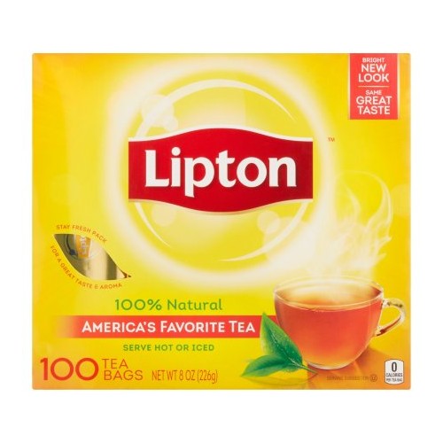Details about  Lipton Tea Bags 100 % Natural Tea Regular 100 Tea Bags x 1 Pack