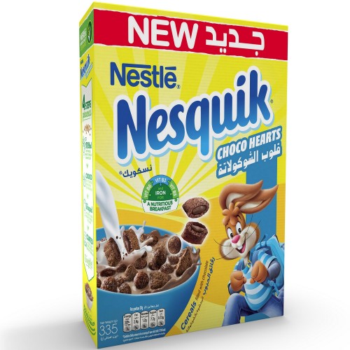 Nestle Nesquik Chocolate Hearts Breakfast Cereal 335g x 1pc